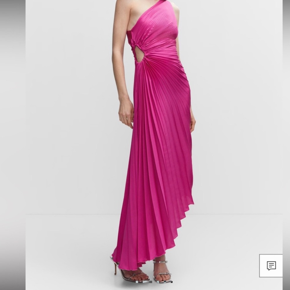 Mango Fuchsia Pleated Dress